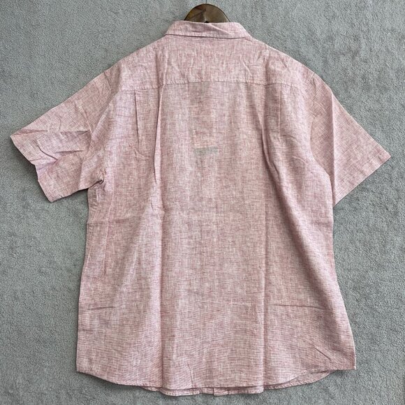 NWOT Weatherproof Vintage Linen Blend Men's XL Button-Up Short Sleeve Shirt Red - Picture 3 of 8